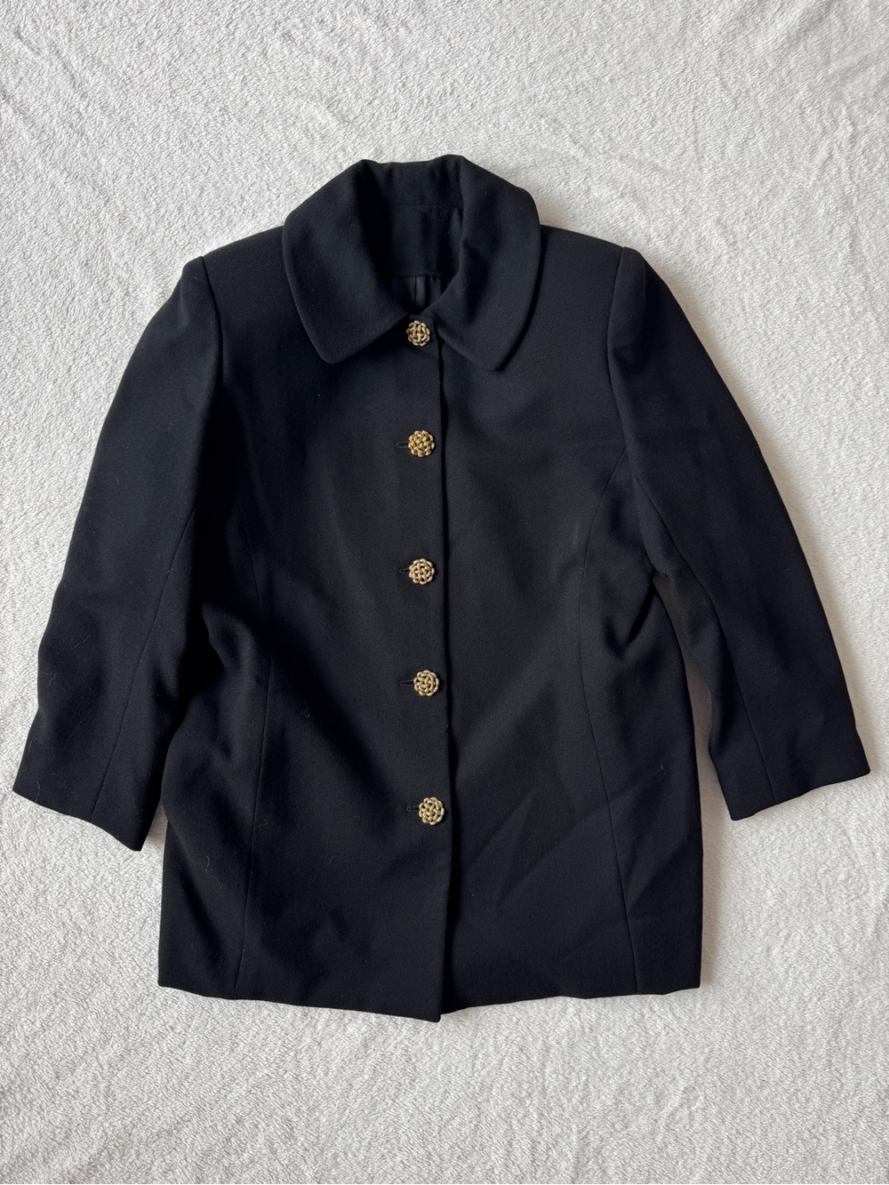 Vintage Black Women's Blazer Jacket with Gold Buttons